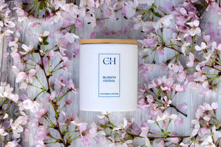 Cherry Blossoms with Cherry Blossom scented soy wax candle